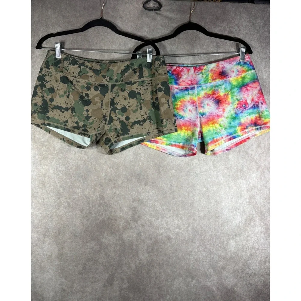 Born Primitive Athletic Lot of 2 Shorts Women XL Multicolor Tie Dye Camo Booty